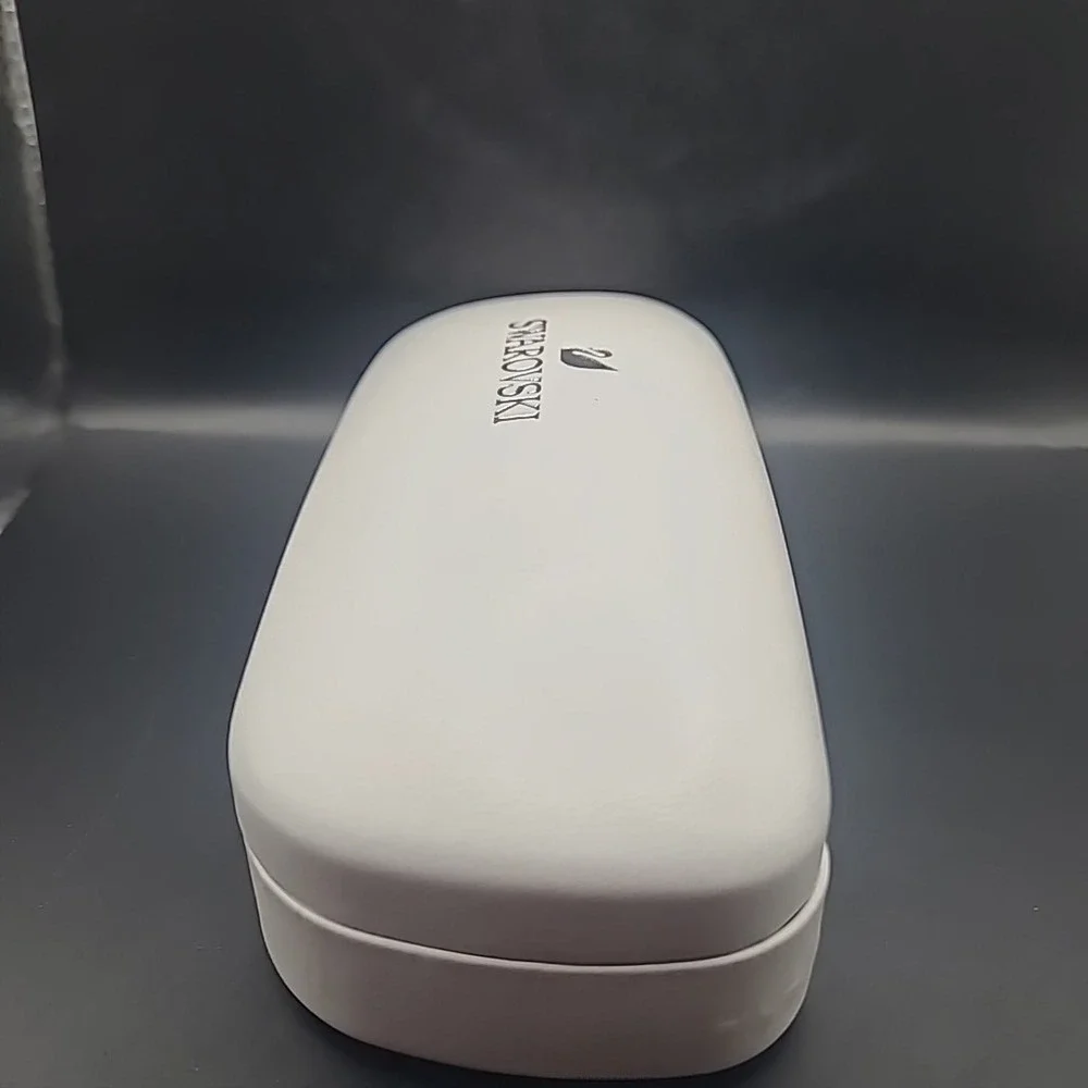 Swarovski Eyeglass Case ONLY White Good Hard Shell Swan Logo Protective